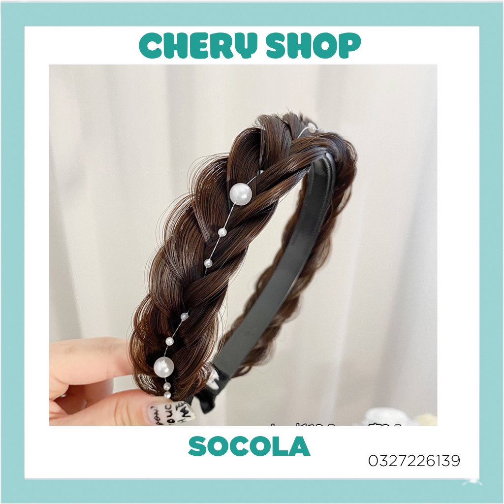 Tóc giả băng đô tết tóc lơi đính ngọc siêu hot hiện nay