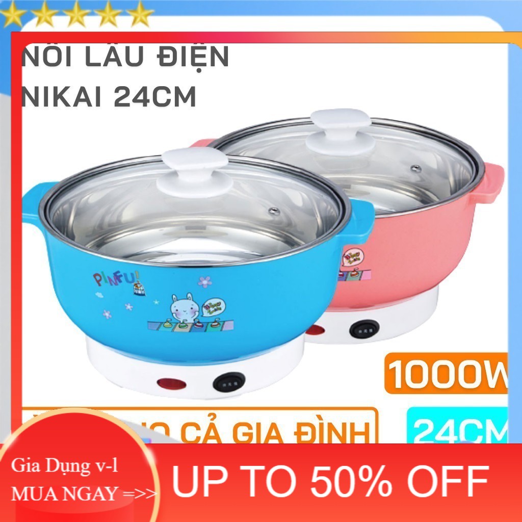 🔐Bảo Hành 1 Năm🔐 Nồi Lẩu Điện Mini Đa Năng Nika 24cm 1000W Inox 304, Tiện Dụng Cho 2-3 Người Dùng, Siêu Tiện Dụng - VL