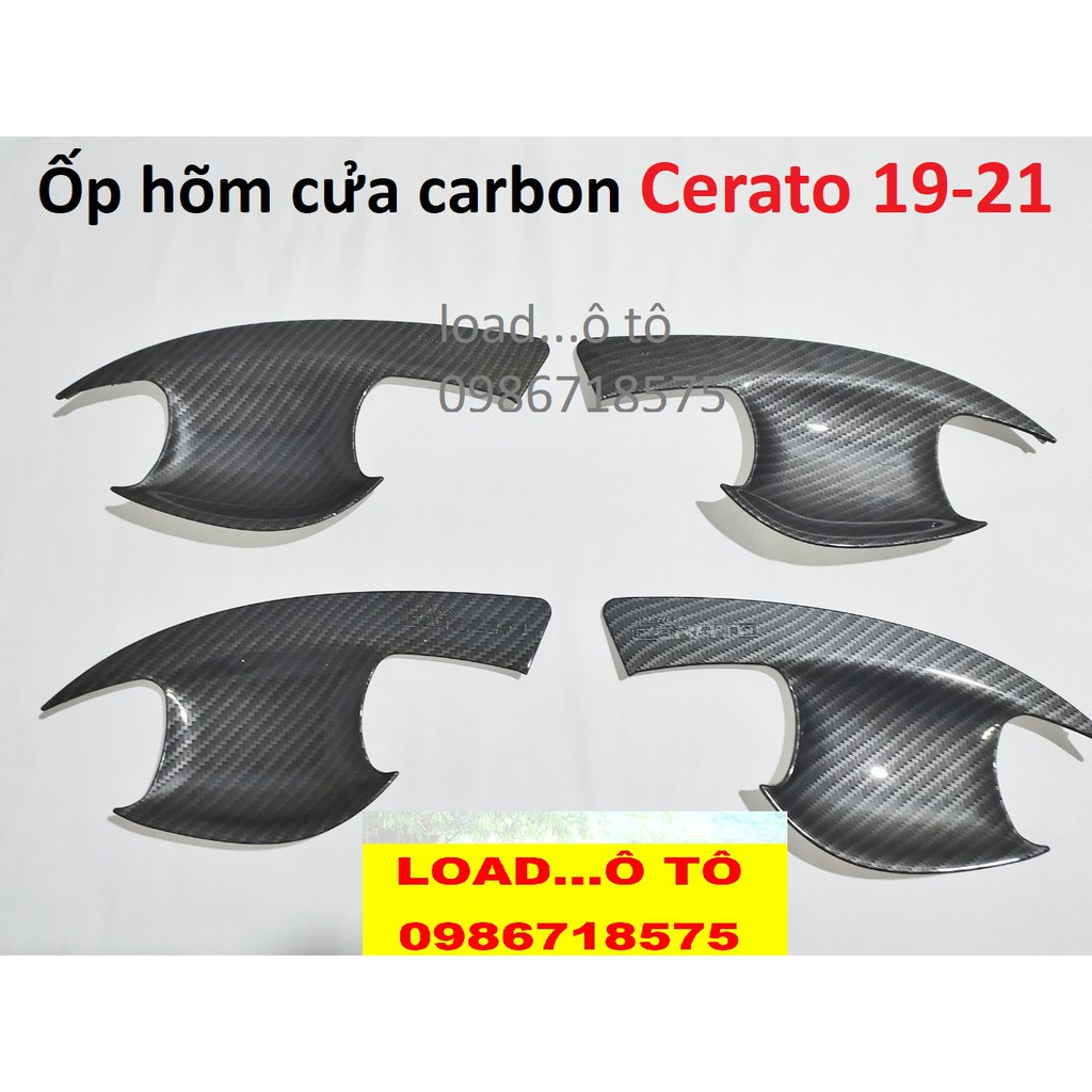 Bộ Ốp Tay Nắm và Hõm Cửa Xe Kia Cerato 2019-2021 Mẫu Vân Carbon Cao Cấp
