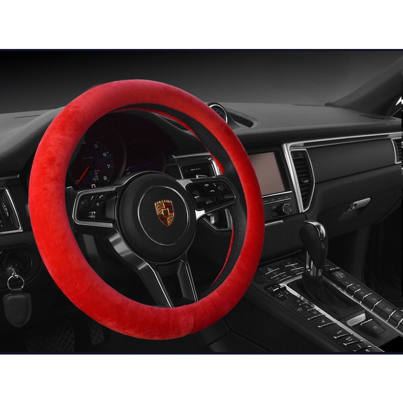 Plus Vỏ Bọc Vô Lăng Xe Hơi Màu Trơn Bằng Lông Nhung Thời Trang Thu Đông