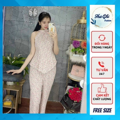 Đồ bộ nữ * (50-68kg mặc vừa, bạn gái tròn người mặc vẫn đẹp) vải lụa hoa dập ly * Set đồ bộ nữ *