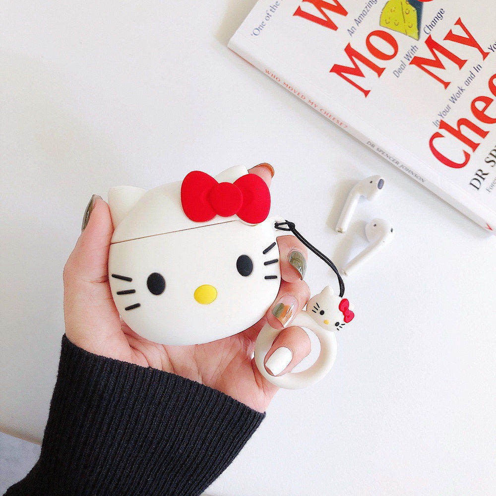 Cute wireless Bluetooth Earphone 3D Silicone Case For Apple AirPods 2 1 Headset Protective Cover Hello Kitty