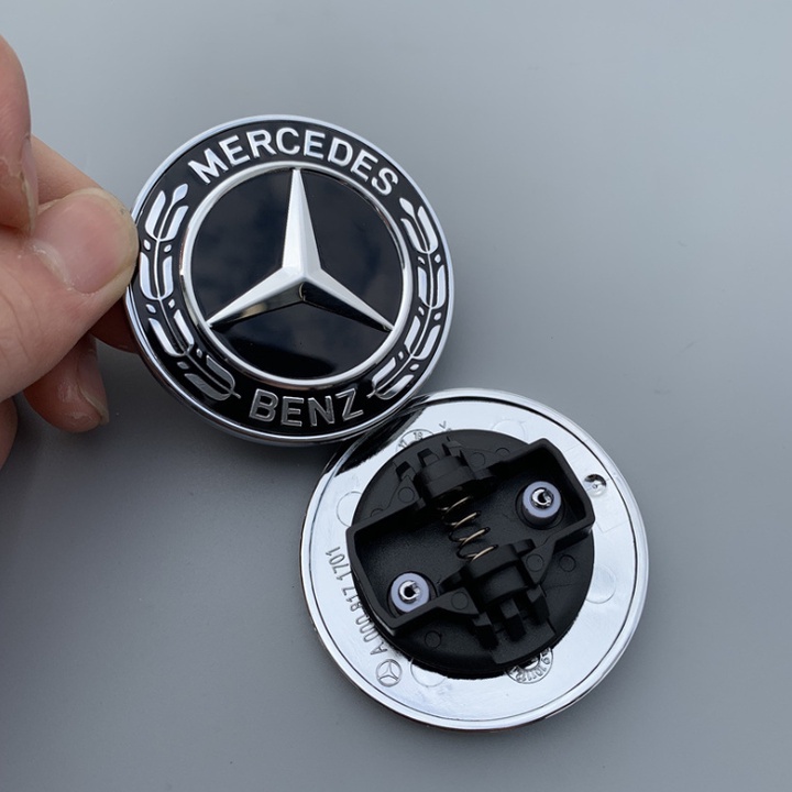 Logo nắp capo gắn đầu xe ô tô Mercedes, chất liệu nhựa ABS và hợp kim mạ crom