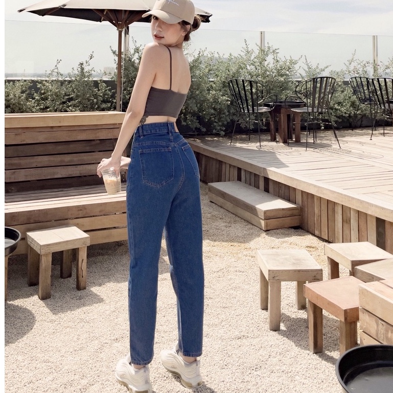 Quần Baggy Jean Kpboutique Màu Xanh Đậm Chất Jean Mềm Mịn Không Giãn Quần Lên Dáng Đẹp Dễ Phối Đồ Dành Cho Nữ Mã 167Đ | BigBuy360 - bigbuy360.vn