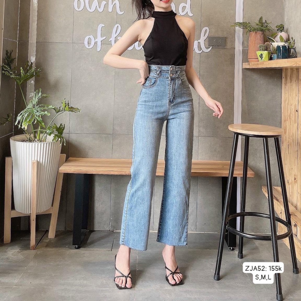 (Mẫu mới- Freeship) Quần jean ôm xuông 2 đai_ZJA52