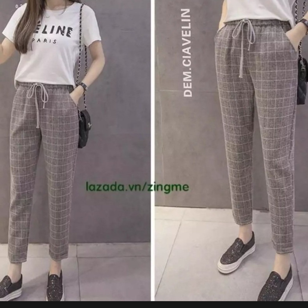 Quần Baggy Caro kẻ sọc hiện đại trẻ trung ống ôm dáng suông thoải mái phong cách năng dộng chuẩn form