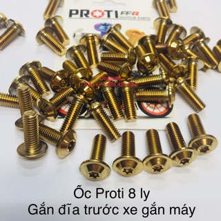 Bộ 4 ốc Proti 8 ly vàng gắn đĩa xe máy