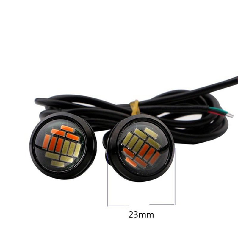 Bộ 4 đèn LED 4014 12 bóng DRL 2 màu 12V 23mm dành cho xe hơi