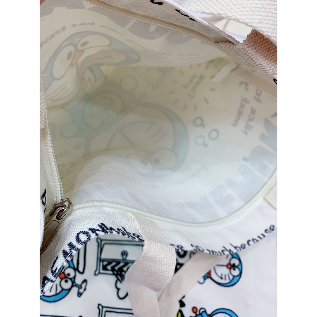 Túi xách đeo vai bằng vải canvas in họa tiết Doraemon đáng yêu cho nữ