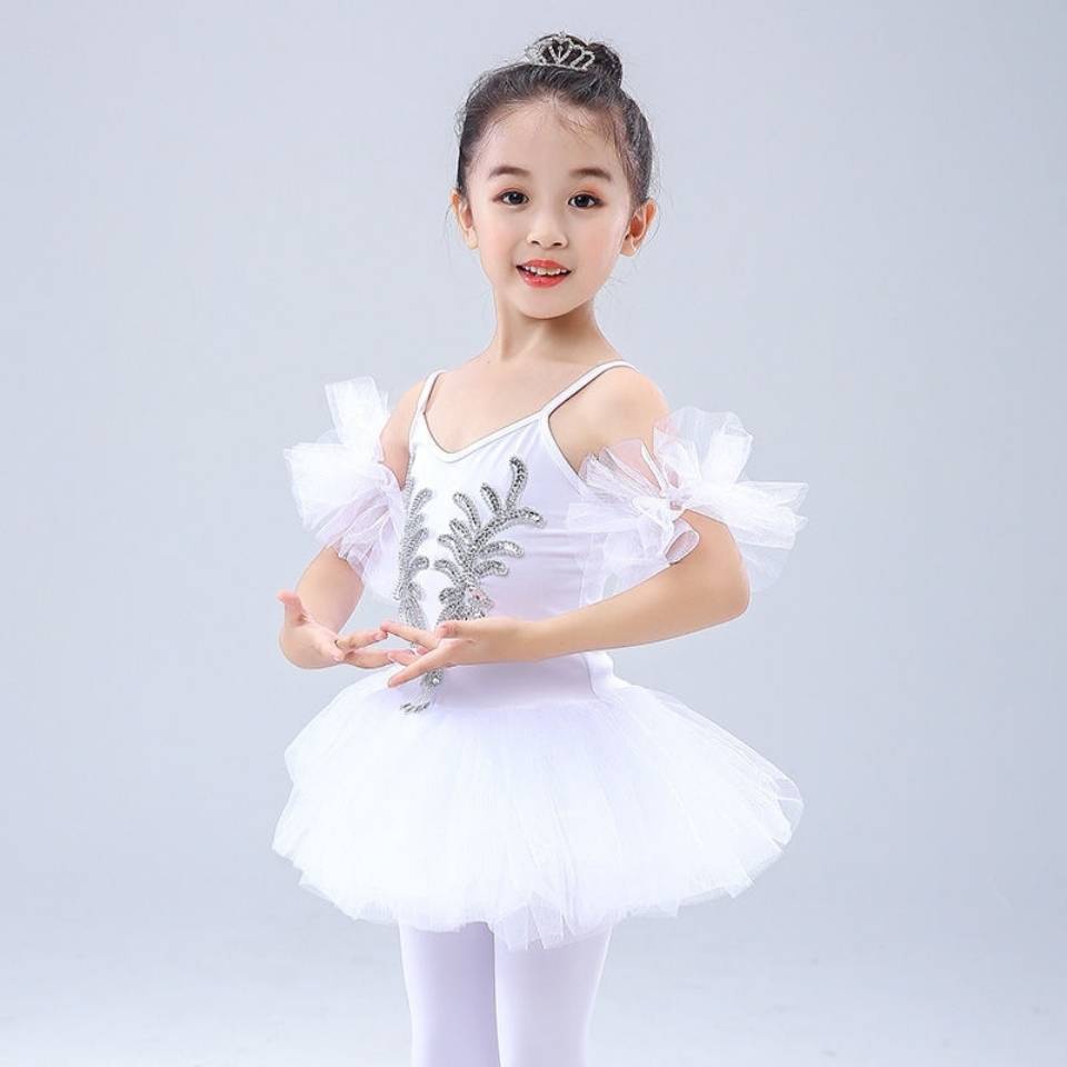 * * M Váy Múa Ba Lê Màu Trắng Hình Thiên Nga Nhỏ cho Bé Gái