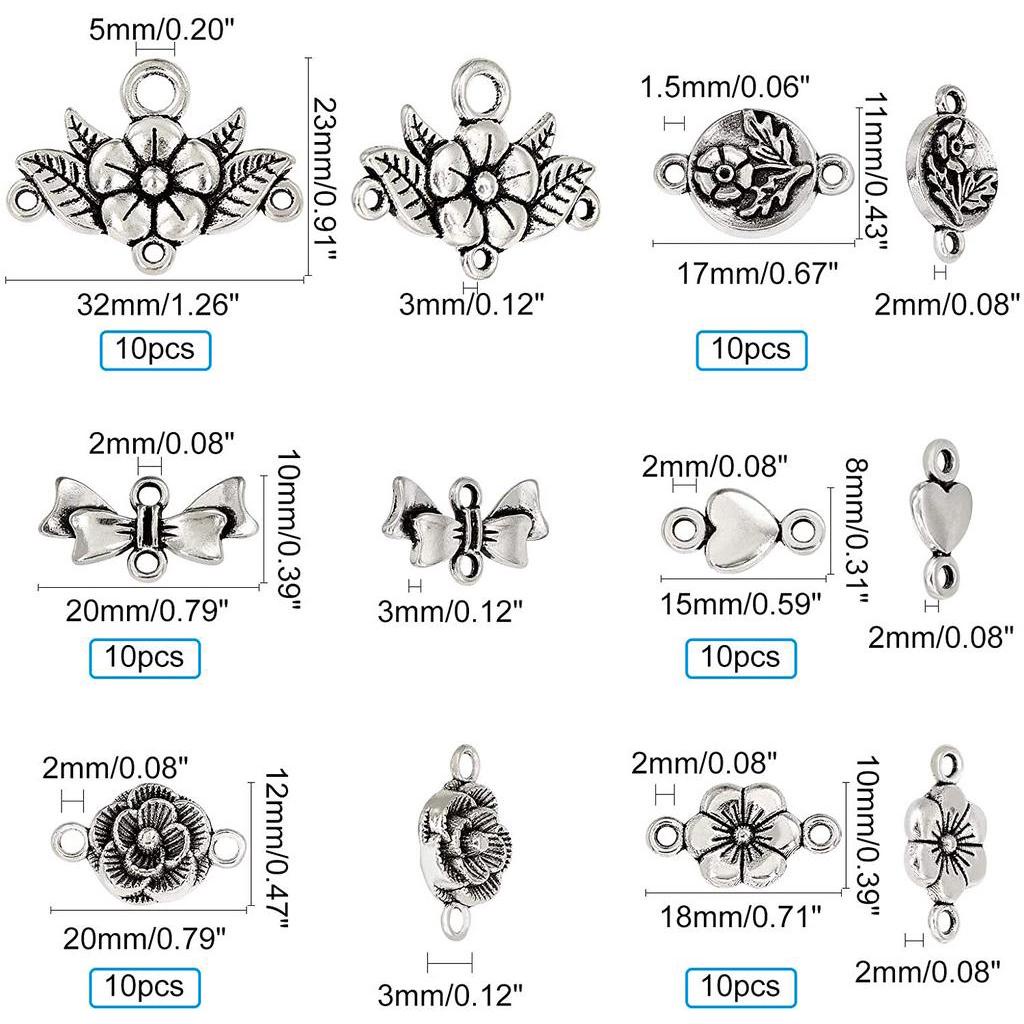 Set 60 phụ kiện làm đồ trang sức DIY gồm 6 kiểu khác nhau có hộp đựng
