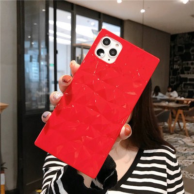 Ốp lưng vuông họa tiết vân kim cương dành cho iPhone 11 11pro 11pro max XsMax XS X 6 6S 7 8 Plus