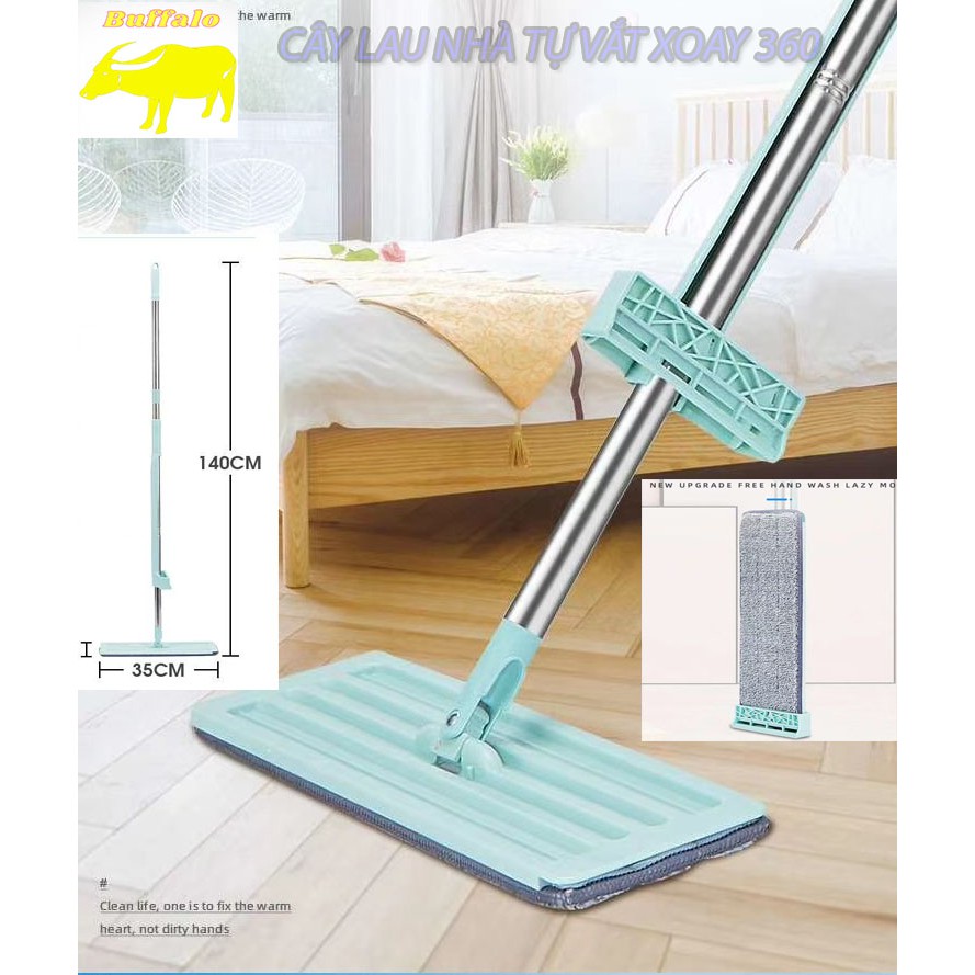 Miếng thay thế cây lau nhà tự vắt Paterson 12x35 cm, bông lau thay thế