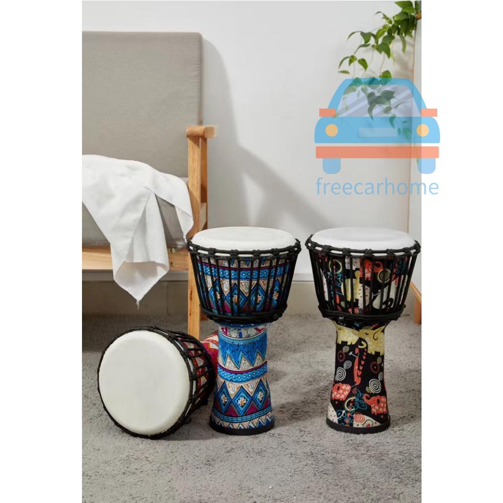 Trống Djembe Châu Phi Kích Thước 8 Inch Họa Tiết Nghệ Thuật Nhiều Màu Sắc