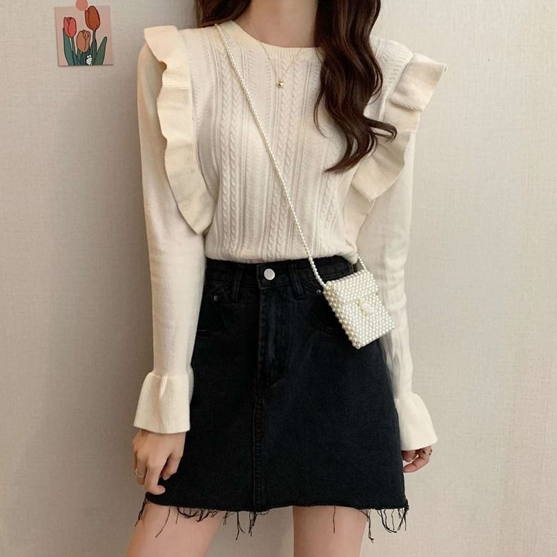 Áo Sweater Dệt Kim Thiết Kế Xinh Xắn Cho Nữ