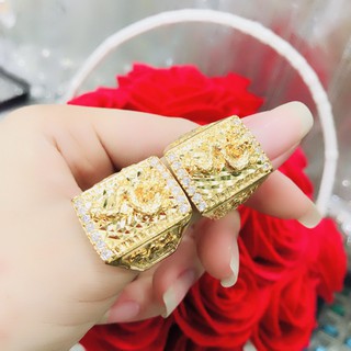 Nhẫn nam cha,j rồng đính xoàn mạ 24k cao cấp H584