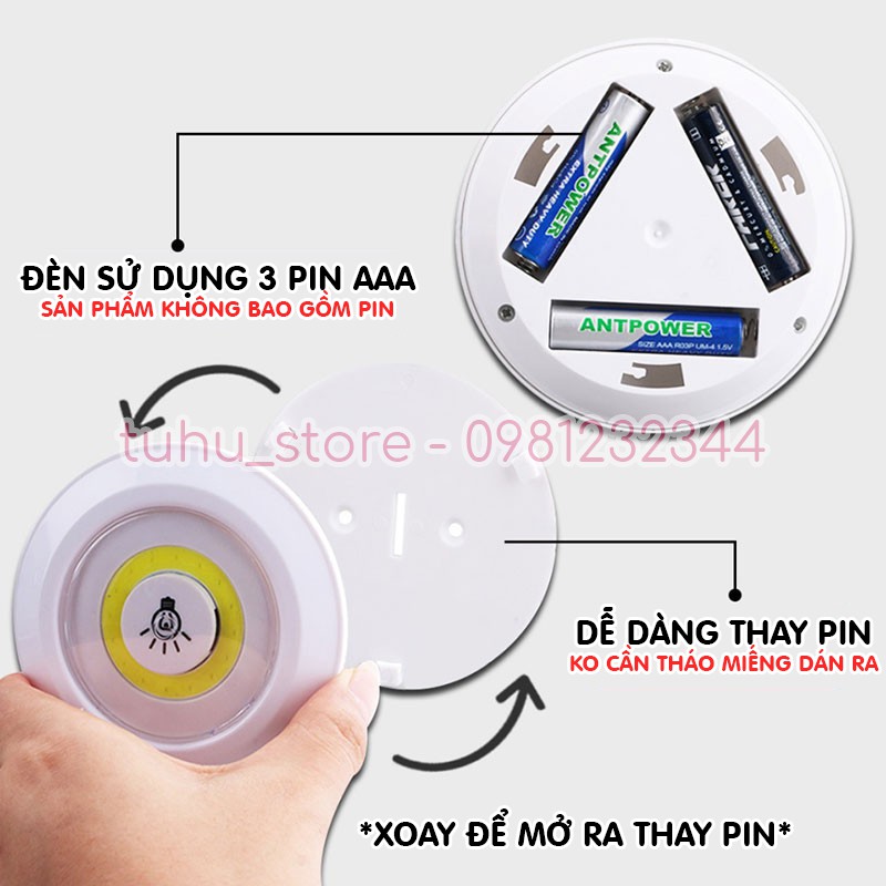 Bộ 3 đèn LED mini gắn tường tủ, có điều khiển từ xa, có chức năng hẹn giờ tắt