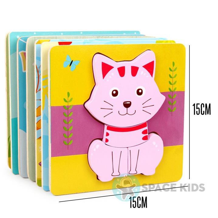 Đồ chơi montessori Tranh ghép hình gỗ 3D cho bé xếp hình thông minh phát triển trí tuệ SK03