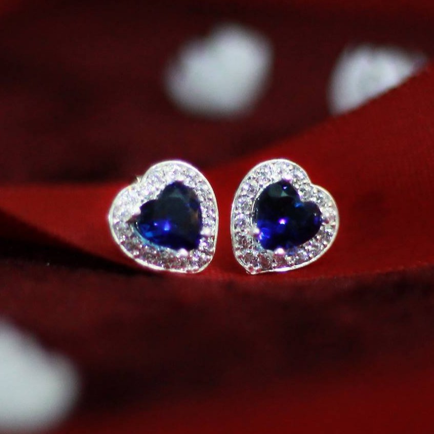 Bông tai trái tim của biển bạc 925