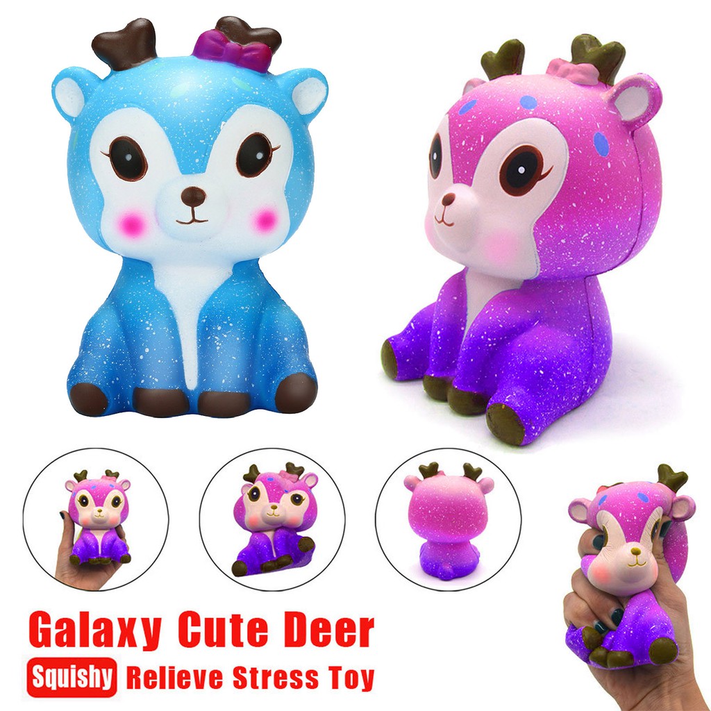 Đồ Chơi Squishy Hình Con Nai Màu Galaxy Dễ Thương