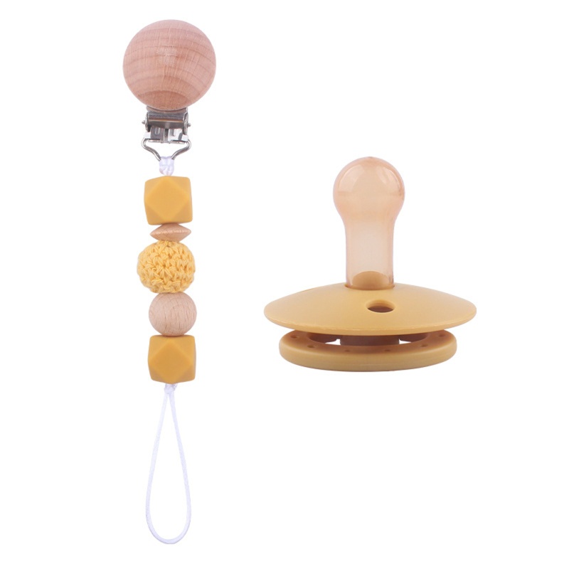 Núm Ti Giả Bằng Silicone Không BPA Thoải Mái Có Chuỗi Kẹp Tiện Lợi Dành Cho Em Bé