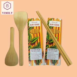 Bộ Dụng Cụ Nhà Bếp Cao Cấp Đũa Ăn (10 Đôi) - Đũa Xào - Muôi Xào Nấu Bằng Gỗ Kim Giao