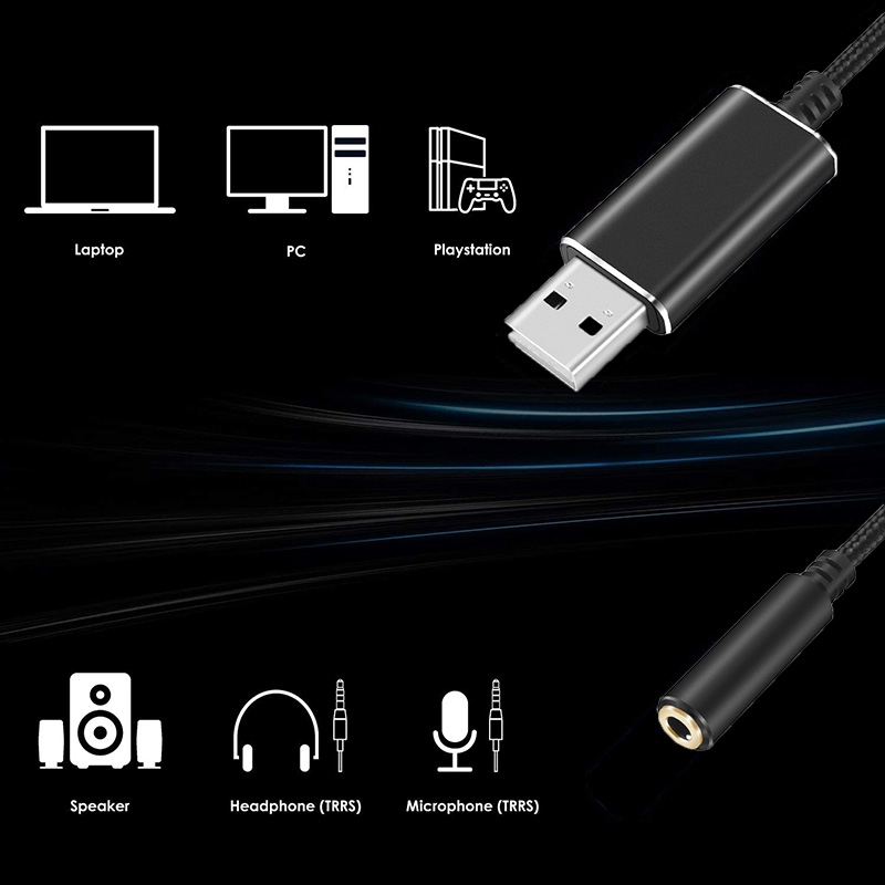 Card âm thanh USB bên ngoài, bộ chuyển đổi âm thanh USB sang 3.5mm, USB to Headphone Audio Adapter