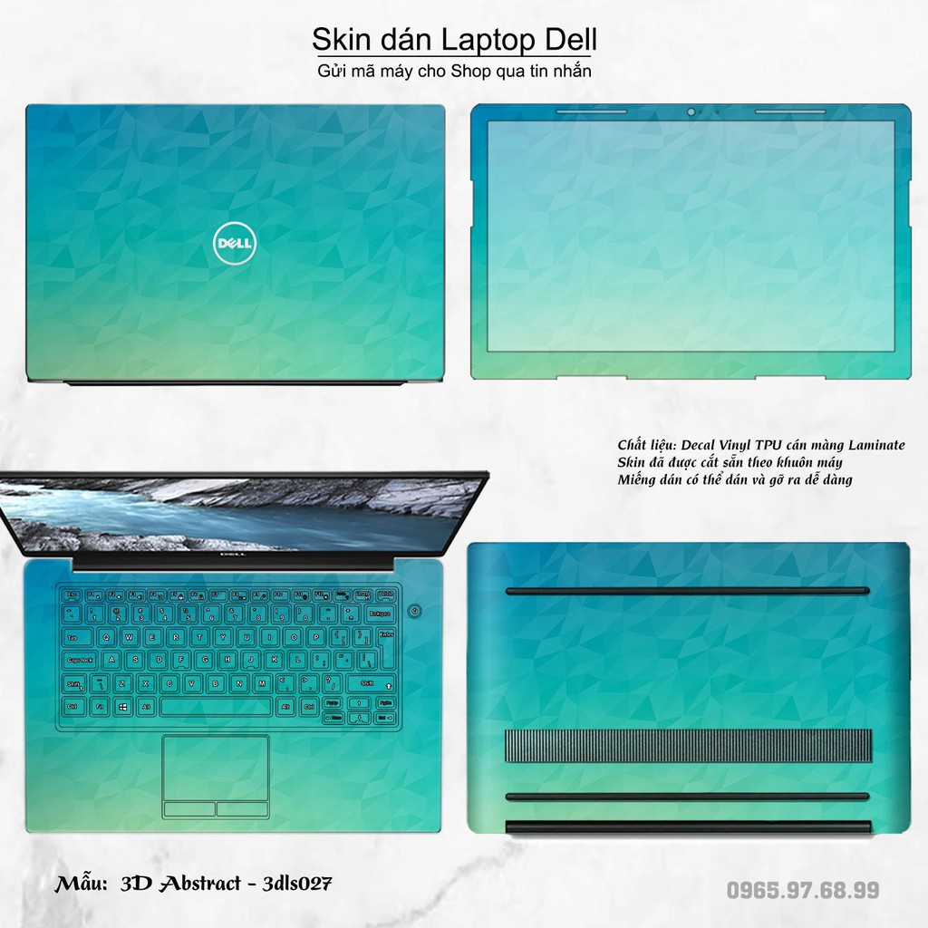 Skin dán Laptop Dell in hình 3D Image (inbox mã máy cho Shop)