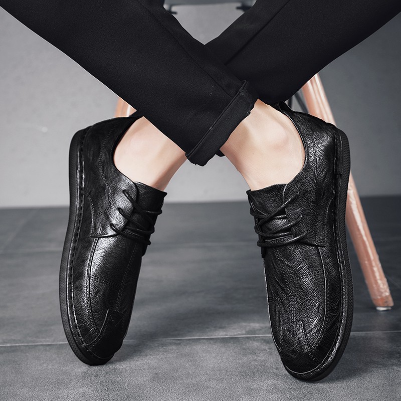 Giày da nam thông thường thoáng khí mùa hè phiên bản Hàn Quốc của xu hướng quần áo công sở của Anh giày nam đế mềm da mề