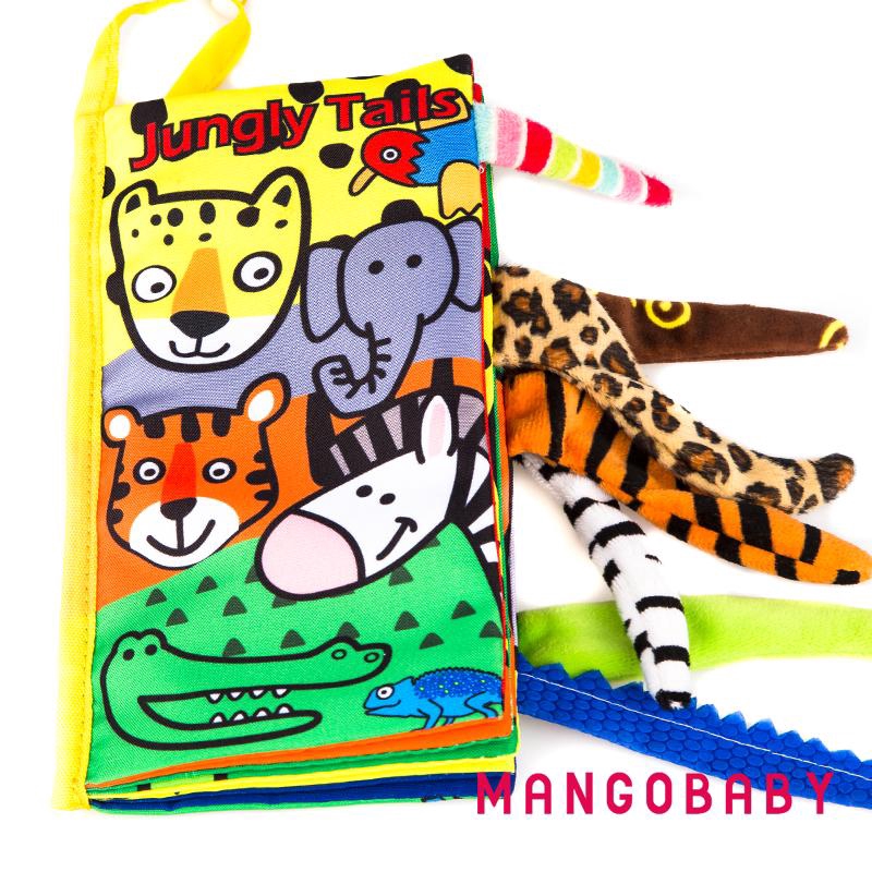 Sách tranh có các đuôi động vật 3D bằng vải mềm bằng tiếng Anh cho trẻ em