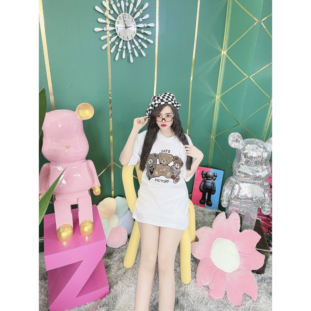 Áo Thun Hình Thêu Nổi Hình Gấu Victory Quảng Châu Cao Cấp - AT4