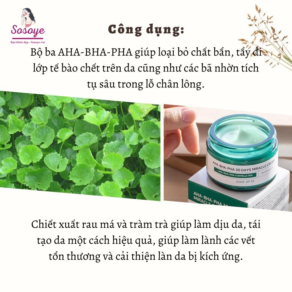 [Hàng Mới Về] Kem Dưỡng Da Ngừa Mụn Some By Mi AHA-BHA-PHA 30 Days Miracle Cream 50ml