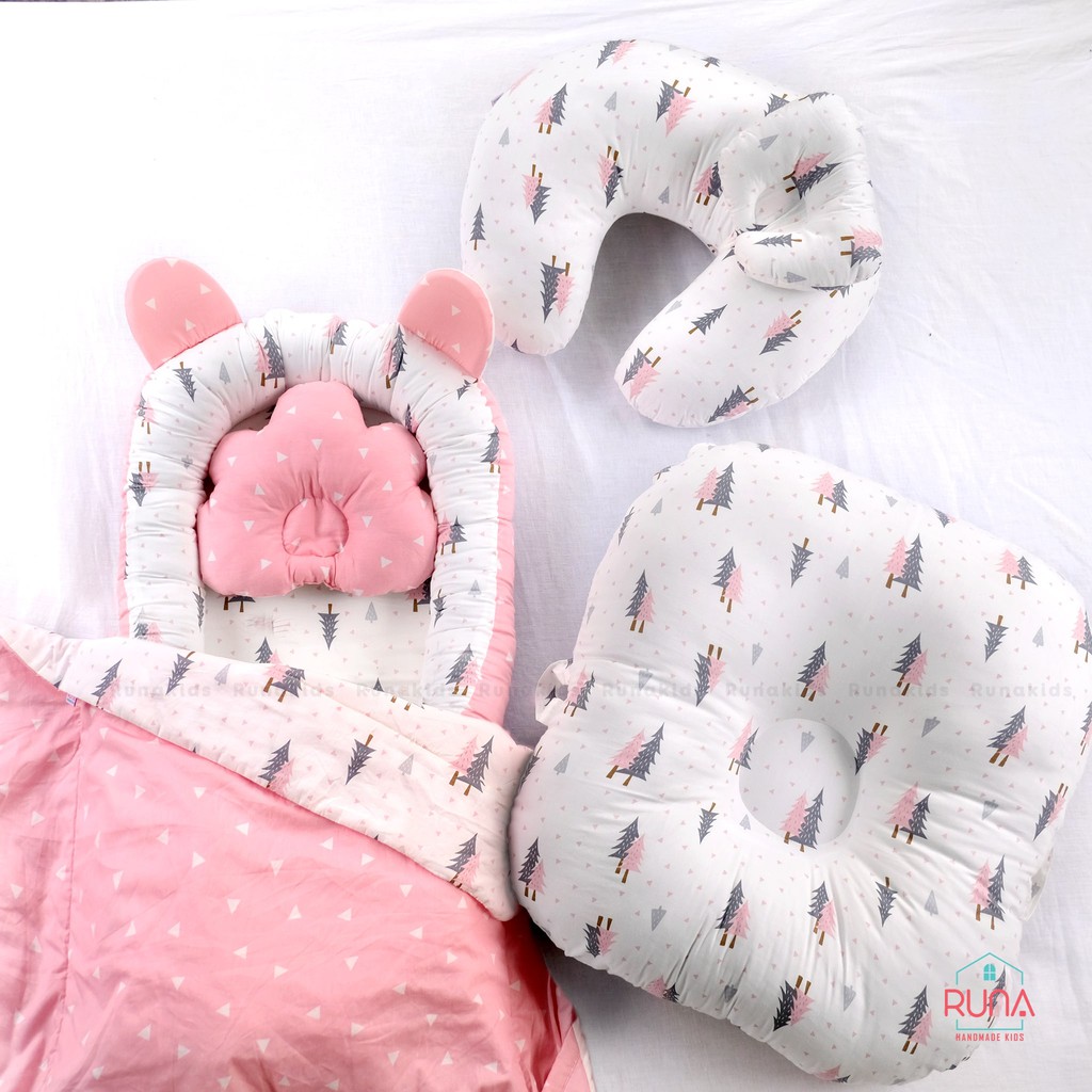 Combo nôi, chống trào ngược &amp; phụ kiện khác cho trẻ sơ sinh RUNA KIDS chất liệu Cotton cao cấp mềm mịn, an toàn cho bé