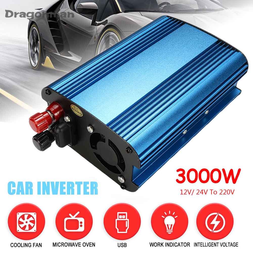 3000W/4000W Car Solar Power Inverter DC 12/24V to AC 220V Modified Sine Wave Converter