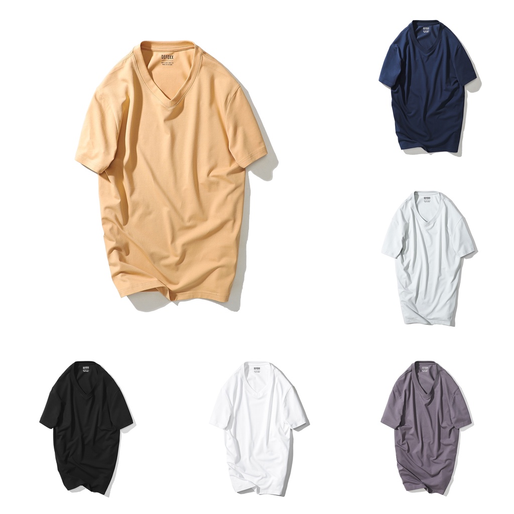 Áo phông nam cổ tim trơn DEFOXX vải cotton 4 chiều bảng màu đẹp xuất sắc anh em tới cửa hàng toàn lụm FULL MÀU - ATDF2