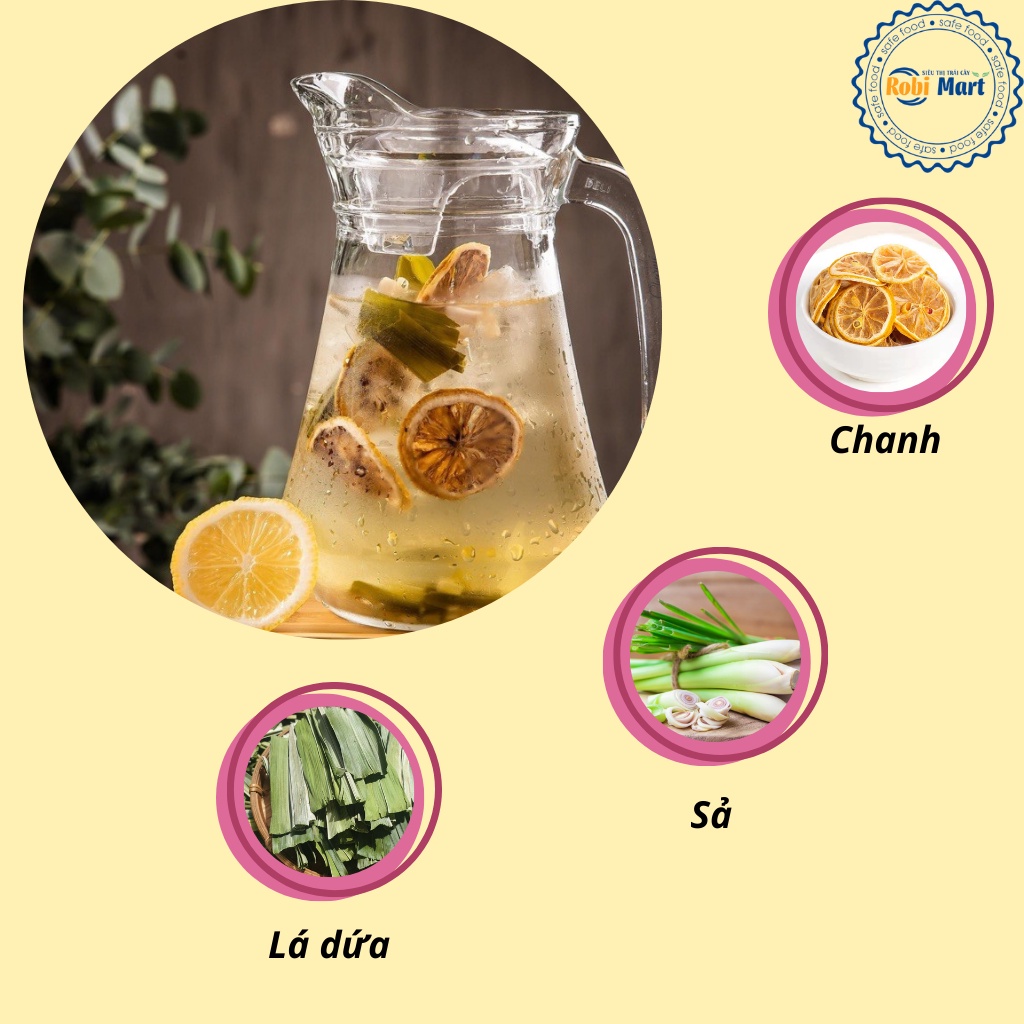 Trà chanh sả lá dứa Robimart hộp 110gram detox tăng cường sức khỏe
