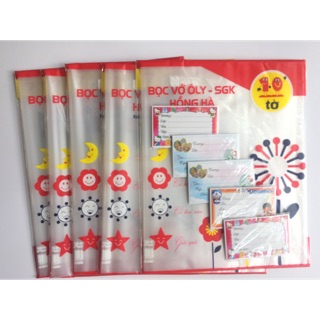 Compo 50 bọc sgk hồng hà và 50 nhãn vở