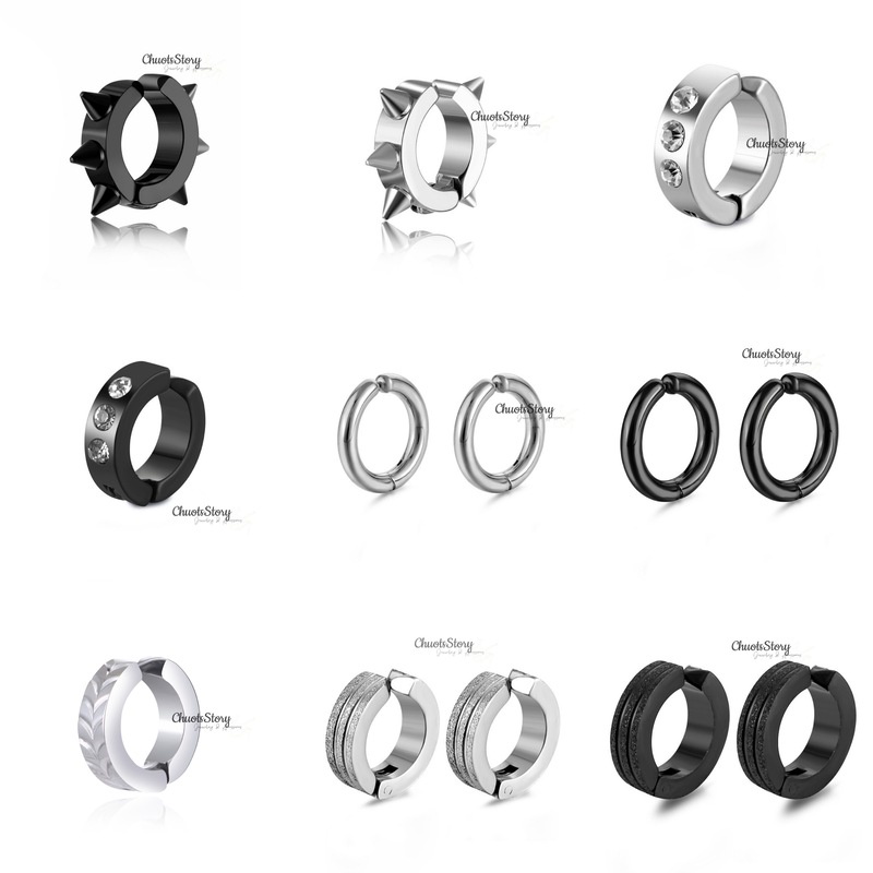 Khuyên tai kẹp nam nữ không cần bấm lỗ nhiều mẫu, bông tai titan thời trang unisex cá tính - ChuotsStory