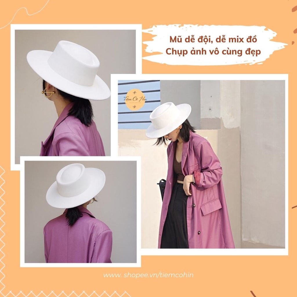 Mũ Gaucho dạ cao cấp thu đông Tiệm Cô Hìn chất đẹp nhiều màu để lựa chọn ship 1h lỗi 1 đổi 1