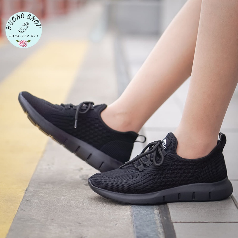 Giày Sneaker cổ chun đen Urban êm nhẹ nam nữ