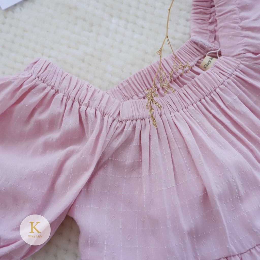 Váy bé gái maxi KIWY KIDS chất linen thô nhăn màu hồng ngọt ngào Kidsh2163 cho bé từ 5 đến 11 tuổi