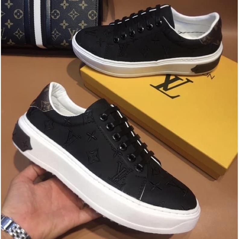 Giầy thời trang LV có hoạ tiết dập nổi, Giầy thể thao buộc dây đế cao phong cách thời trang nam btshop từ 38 đến 42