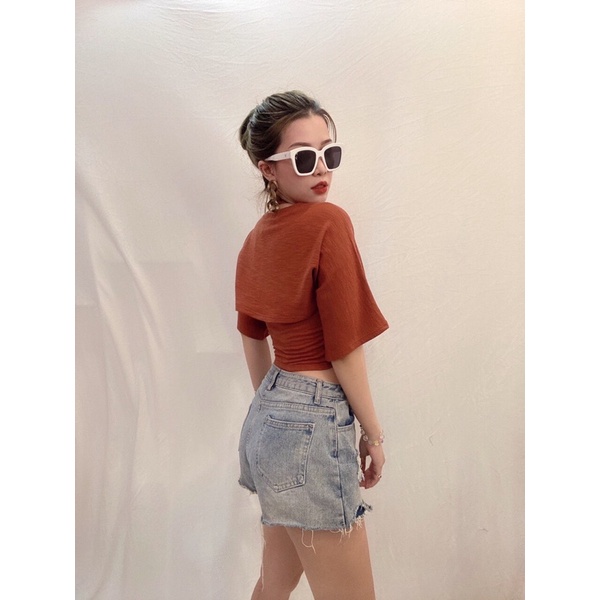 Set 2 Áo croptop thun len vnxk