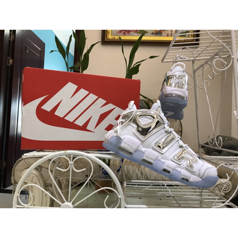 Giày Air More Uptempo White Silver