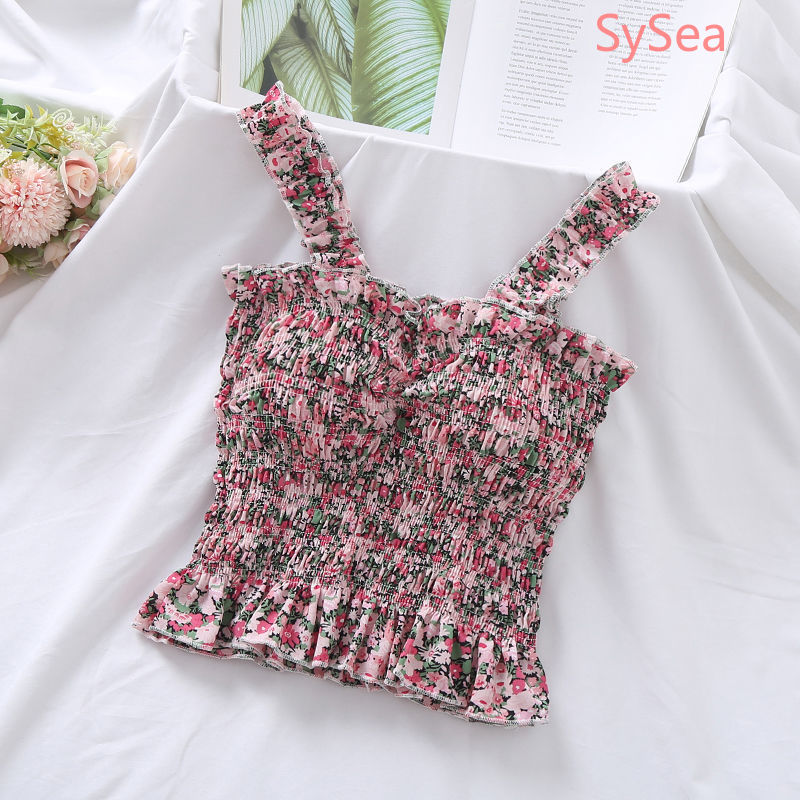 Áo hai dây họa tiết hoa phong cách retro thời trang hè cho nữ