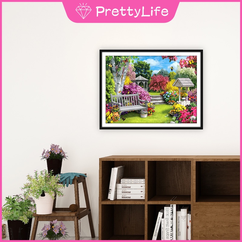 Bộ Tranh Đính Đá 5d Tự Làm 30x40cm Hình Phong Cảnh Khu Vườn Trang Trí Nhà Cửa