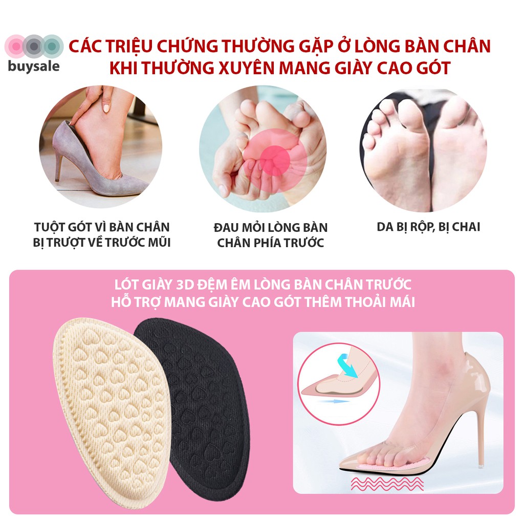 Lót giày cao gót 3D vân trái tim giúp chống trượt bàn chân về phía trước - buysale - BSPK161