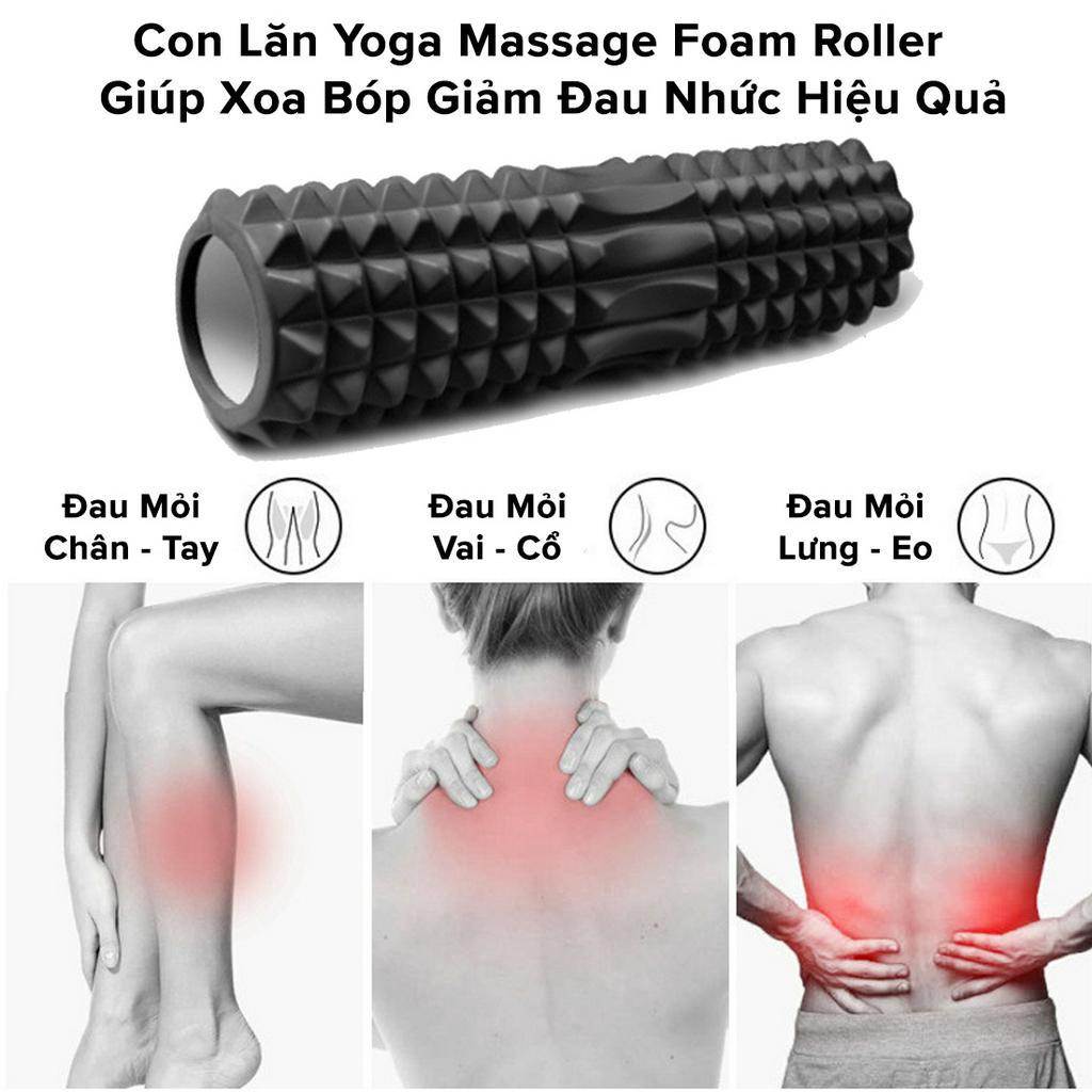 [Loại Siêu Dài 45cm] Con Lăn Yoga Massage Foam Roller - Ống Trụ Lăn Xốp Tập Thể Thao Giãn Cơ Gai Nhọn Chính Hãng Amalife