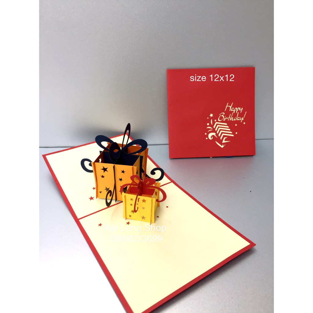 Hộp Quà Đôi  2 - sinh nhật - Birthday - Thiệp 3D