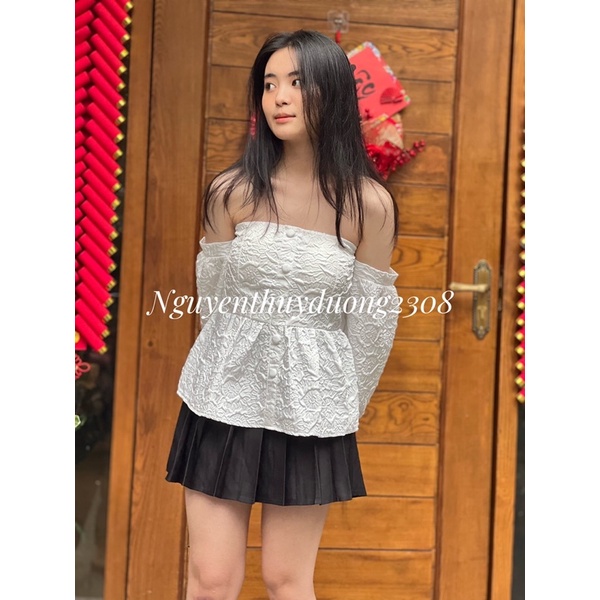 [NEW]ÁO TRỄ VAI CÚC BỌC IN HOA NỔI CHẤT XỐP XINH SANG